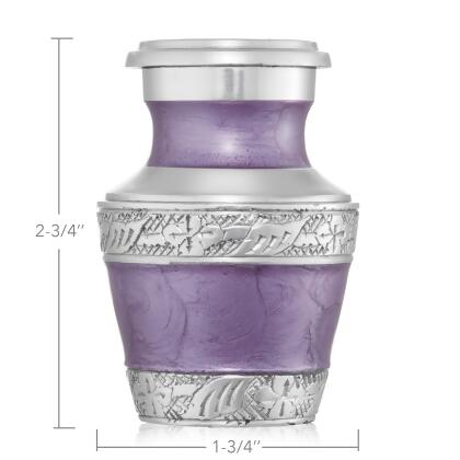 Reminded Small Cremation Keepsake Urn for Human Ashes, Lavender and Silver Miniature Memorial Urn with Velvet Case alternate image