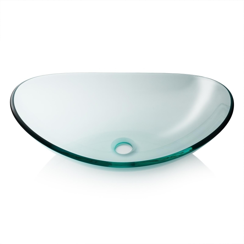 Miligore Modern Glass Vessel Sink, Glass Bowl Vanity Sink