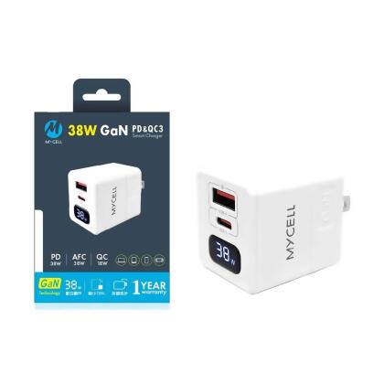 MYCELL｜38W GaN PD+QC氮化鎵智能數顯充電器 快速充電 快充插頭 急速充電 
