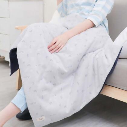 UMORFIL®膠原蛋白珊瑚絨童被/兒童被/蓋毯/嬰兒被72X120cm-拼接灰