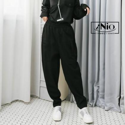 休閒褲 現貨 拼接風 鬆緊腰 休閒長褲 iNio 衣著美學 CCW2521 - 