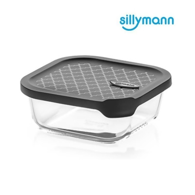 【金石堂】韓國sillymann100鉑金矽膠微波烤箱輕量玻璃保鮮盒正方型750ml灰色 