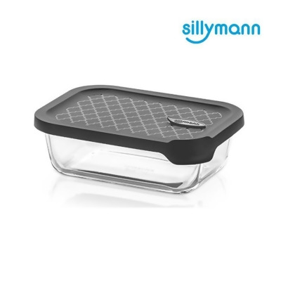 【金石堂】韓國sillymann100鉑金矽膠微波烤箱輕量玻璃保鮮盒長方型630ml灰色 