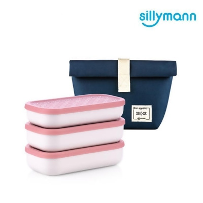 【金石堂】韓國sillymann100鉑金矽膠餐盒粉色三件組 
