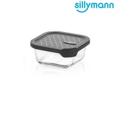 【金石堂】韓國sillymann100鉑金矽膠微波烤箱輕量玻璃保鮮盒正方型500ml灰色 