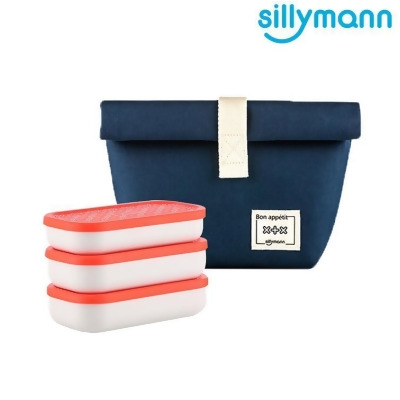 【金石堂】韓國sillymann100鉑金矽膠餐盒珊瑚粉三件組 