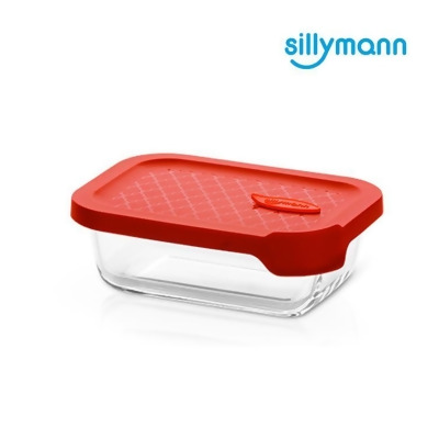 【金石堂】韓國sillymann100鉑金矽膠微波烤箱輕量玻璃保鮮盒長方型380ml紅色 