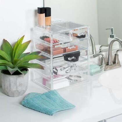 OnDisplay Cosmetic Makeup and Jewelry Storage Case Display - 6 Drawer Clear Design - Perfect for Vanity, Bathroom Counter, or Dresser 