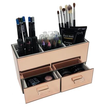 OnDisplay Olivia 2 Drawer Tiered Mirrored Glass Makeup/Jewelry Organizer