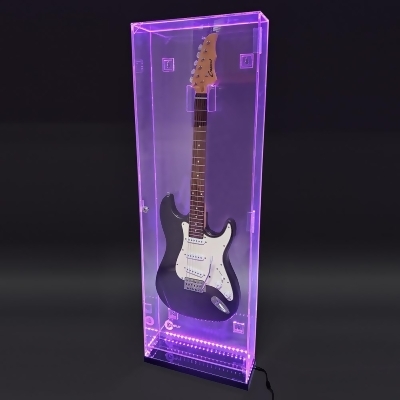 OnDisplay Deluxe Acrylic Wall Mounted/Tabletop UV-Protected Electric Guitar Display Case w/Lights 