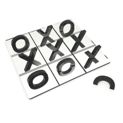 OnDisplay 3D Luxe Acrylic Mirrored Effect Tic Tac Toe Set - Half Letter Mirror 3D Visual Style (Black) 