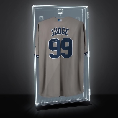 Lux UV Locking Acrylic Wall Mount/Freestanding Jersey Display Case with Lights and Remote Control - Baseball/Hockey/Basketball/Football/Soccer - All Sport Jersey Clear Case 