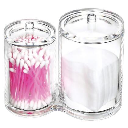 OnDisplay Acrylic Cotton Swab, Cotton Ball and Pad Organizer 