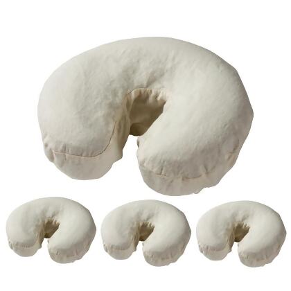 Royal Massage Set of 4 100% Cotton Brushed Flannel Fitted Face Cradle Covers - Elastic Edge Soft Cushion (Natural) 