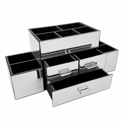 OnDisplay Amara 3 Drawer Tiered Mirrored Makeup/Jewelry Organizer - Glass Panel Organization Station for Cosmetics, Jewelry or Office/Desk Supplies alternate image
