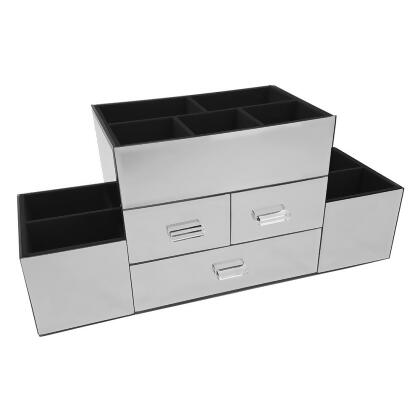 OnDisplay Amara 3 Drawer Tiered Mirrored Makeup/Jewelry Organizer - Glass Panel Organization Station for Cosmetics, Jewelry or Office/Desk Supplies alternate image