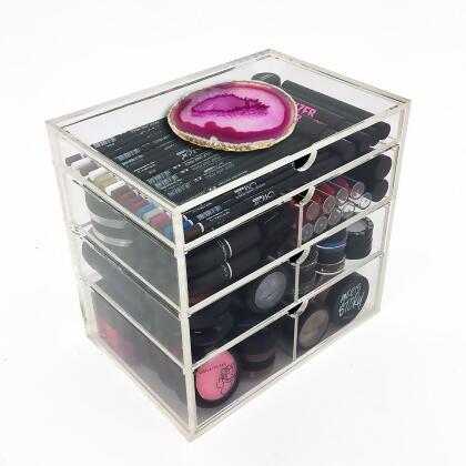 OnDisplay 4 Tier NYC Acrylic Cosmetic/Makeup Organizer with Agate Slab alternate image