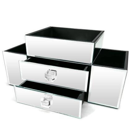 OnDisplay Emma 2 Drawer Tiered Mirrored Glass Makeup/Jewelry Organizer - Mirror Beauty Station - Perfect for Vanity, Bathroom Counter, or Dresser alternate image