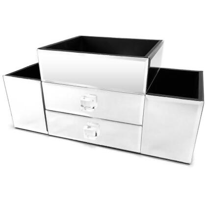 OnDisplay Emma 2 Drawer Tiered Mirrored Glass Makeup/Jewelry Organizer - Mirror Beauty Station - Perfect for Vanity, Bathroom Counter, or Dresser alternate image