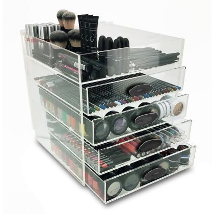 OnDisplay Ultimate Diva Cosmetic Organization Station - 12" Cube - Gold/Silver Agate alternate image
