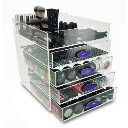 OnDisplay Ultimate Diva Cosmetic Organization Station - 12" Cube - Gold/Silver Agate alternate image
