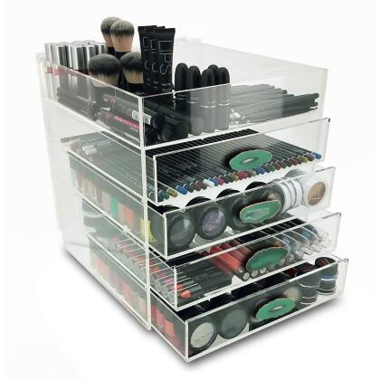 OnDisplay Ultimate Diva Cosmetic Organization Station - 12" Cube - Gold/Silver Agate alternate image