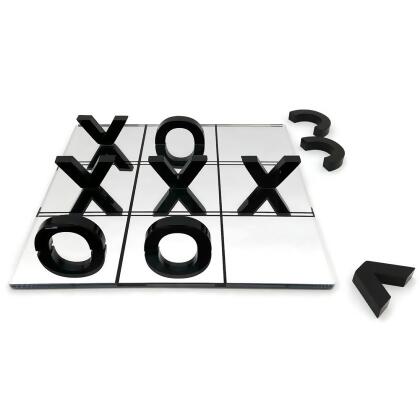OnDisplay 3D Luxe Acrylic Mirrored Effect Tic Tac Toe Set - Half Letter Mirror 3D Visual Style (Black) alternate image