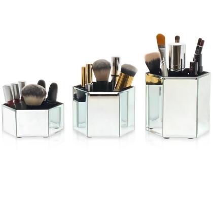 OnDisplay Tressa Set of 3 Hexagon Mirrored Trays for Makeup/Cosmetics, Brushes, Office, Jewelry and Accessories alternate image