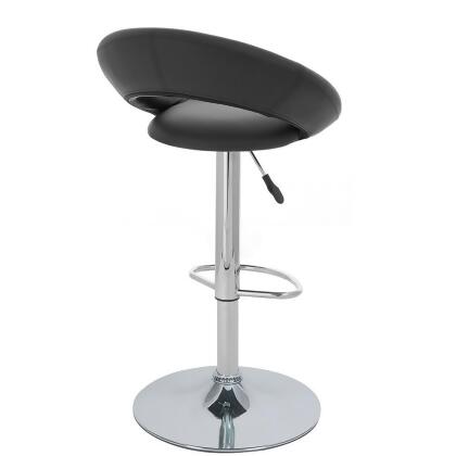 Set of 4 Modern Home Rho "Leather" Contemporary Adjustable Height Bar/Counter Stool - Chrome Base/Footrest Barstool (Black Licorice) alternate image