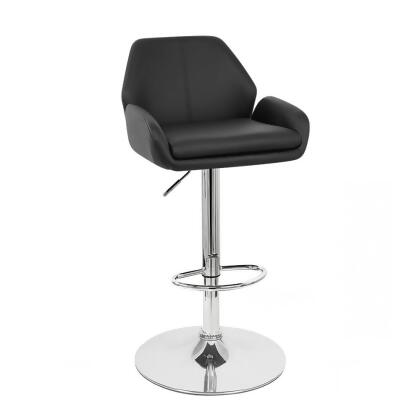 Modern Home Tesla "Leather" Contemporary Adjustable Height Bar/Counter Stool - Chrome Base/Footrest Barstool alternate image