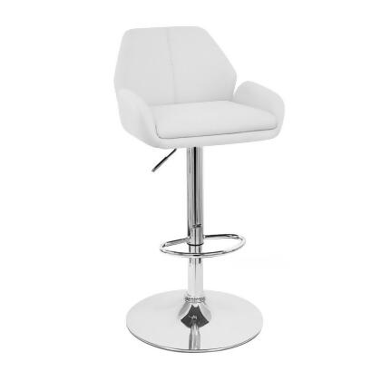Modern Home Tesla "Leather" Contemporary Adjustable Height Bar/Counter Stool - Chrome Base/Footrest Barstool alternate image