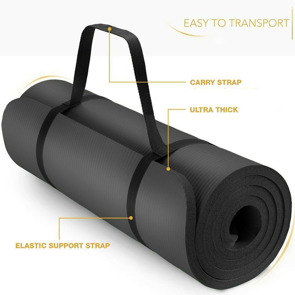 Aum Extra Thick 1/2" Exercise Yoga Mat w/Carry Strap - Non-slip, Moisture-Resistant Foam Cushion for Pilates - Support for Stretching & Physical Therapy - 72" x 24" x 1/2" alternate image