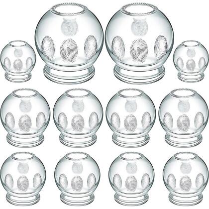 Royal Massage Glass Fire Cupping Jars Thick Glass Cupping Set 4 Sizes Vacuum Cupping Glass Fire Cupping Jars with Finger Grips (12 Pieces) alternate image