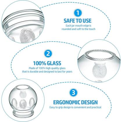 Royal Massage Glass Fire Cupping Jars Thick Glass Cupping Set 4 Sizes Vacuum Cupping Glass Fire Cupping Jars with Finger Grips (12 Pieces) alternate image