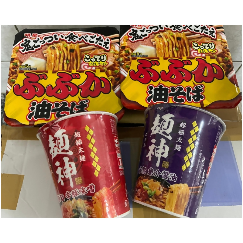 日本明星食品系列麵神杯麵超極太麵 極旨辛豚味噌 極旨魚介醬油 加購明星ぶぶか油そばfrom Hi Buy日本の剁手手日常