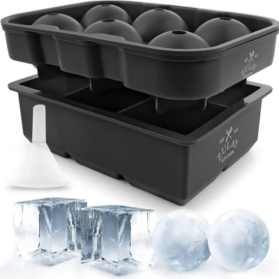 Zulay Kitchen Silicone Large Ice Cube and Ice Ball Mold For Cocktails Whiskey Bourbon Scotch & More (Set of 2) 