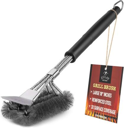 Barbecue Grill Brush, Bristle Free, 100% Rust Resistant Stainless Steel-  Grill Parts For Less