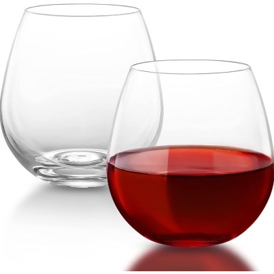 Zulay Kitchen Premium Class Stemless Wine Glasses - 14.5 Ounce Stemless Wine Glass Set For Red & White Wine 