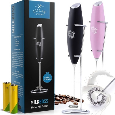 Zulay Kitchen Milk Boss Milk Frother Electric Foam Maker - Battery Operated Coffee Frother (Batteries Included) 