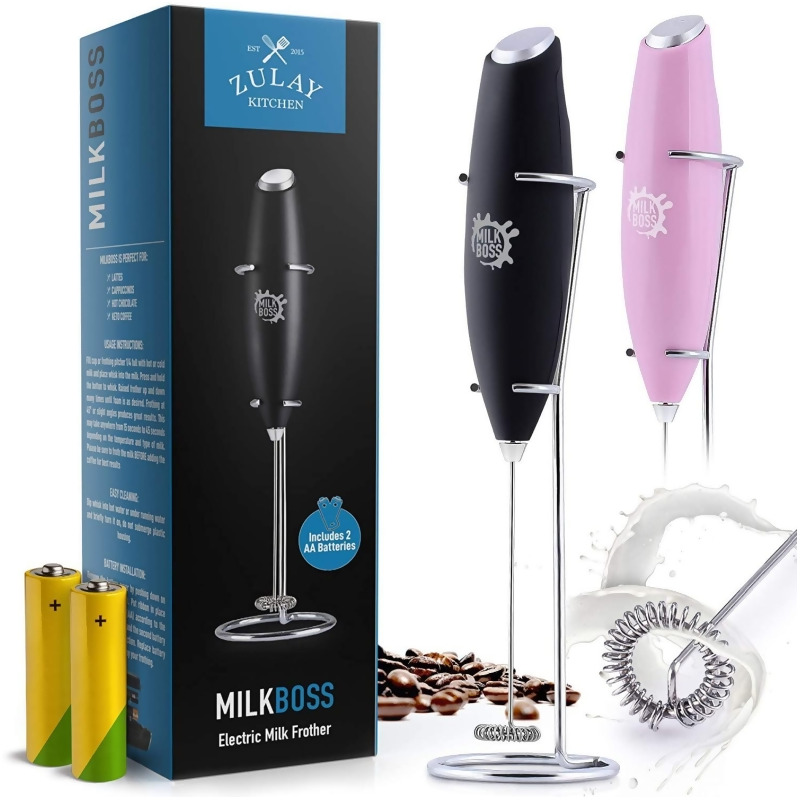 Zulay Kitchen Handheld Milk Frother Perfect for Lattes, Cappuccinos and  More - Milk Boss - Purple