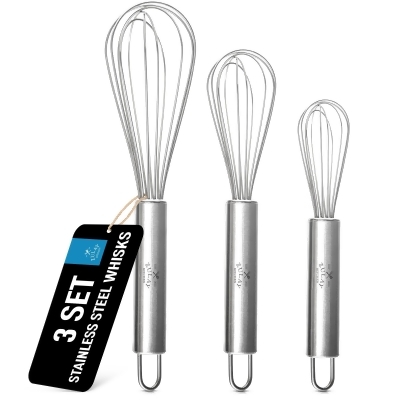 Zulay Kitchen (3 Pack) Stainless Steel Whisk Set 8