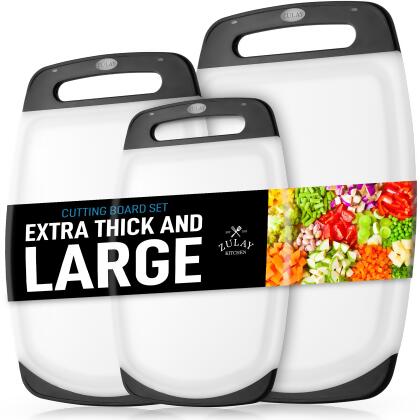 Zulay Extra Thick Plastic Cutting Boards Set for Kitchen