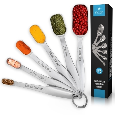 Zulay Kitchen Heavy Duty Stainless Steel Measuring Spoons with Slim Design 