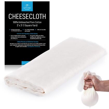 Zulay Grade 90 Cheesecloth - Unbleached & Reusable Ultra Fine Cheese Cloth  Unbleached & Reusable Ultra Fine Cheese Cloth - 1 Yard