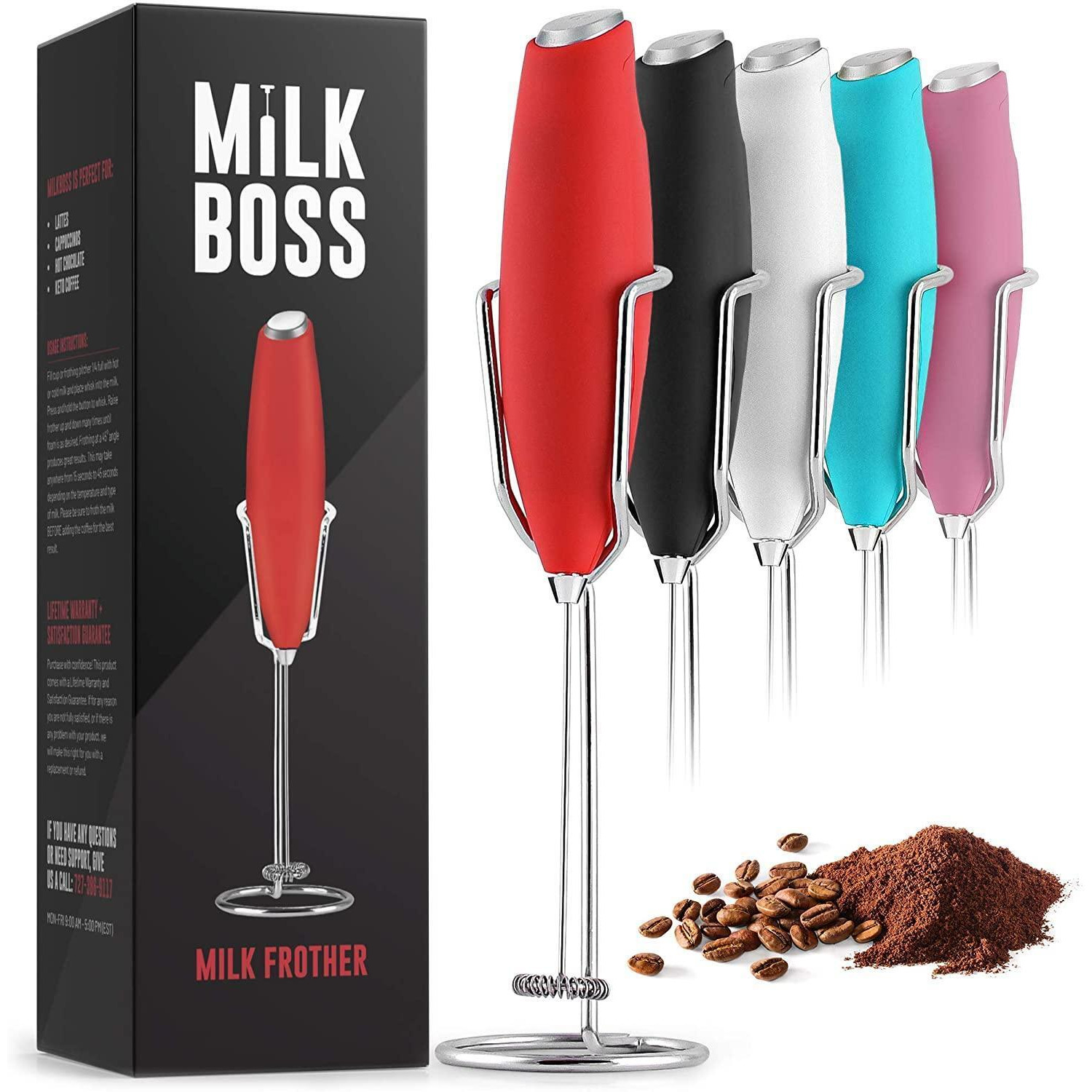 Milk Boss Milk Frother with Holster Stand - Teal