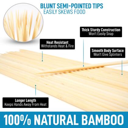 Heavy Duty Bamboo Marshmallow Roasting Sticks, Smores Skewers For