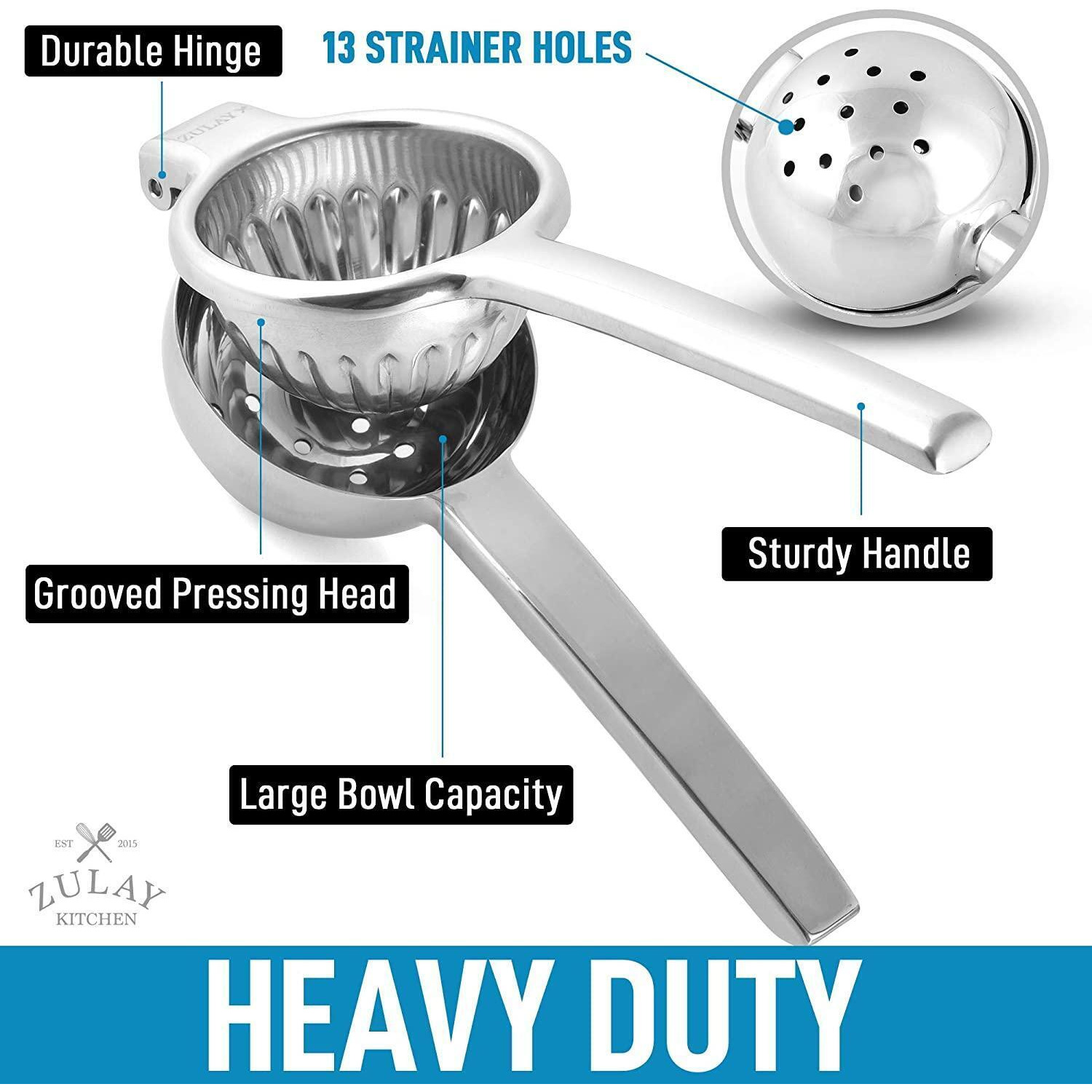 Zulay Kitchen Extra Large Heavy Duty Stainless Steel Lemon Squeezer for Small Oranges, Lemons, Limes alternate image