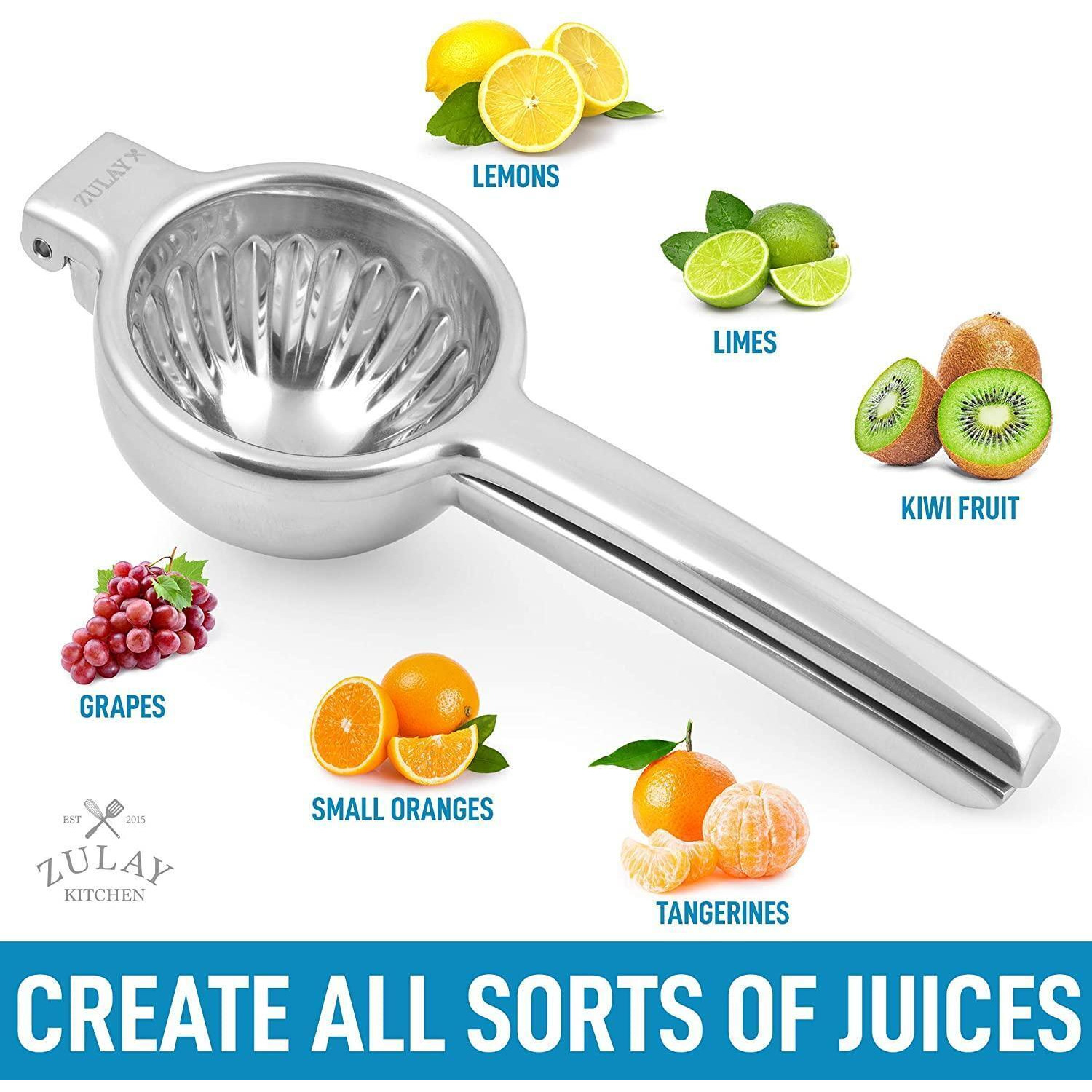 Zulay Kitchen Extra Large Heavy Duty Stainless Steel Lemon Squeezer for Small Oranges, Lemons, Limes alternate image