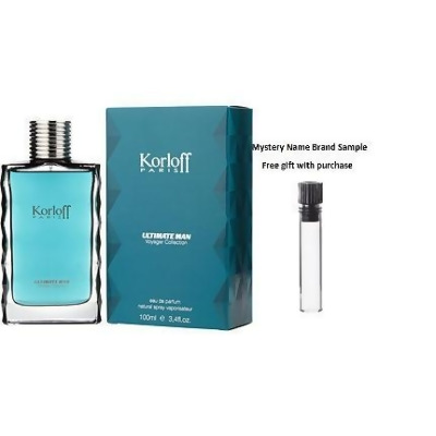KORLOFF ULTIMATE MAN by Korloff EAU DE PARFUM SPRAY 3.4 OZ for MEN And a Mystery Name brand sample vile