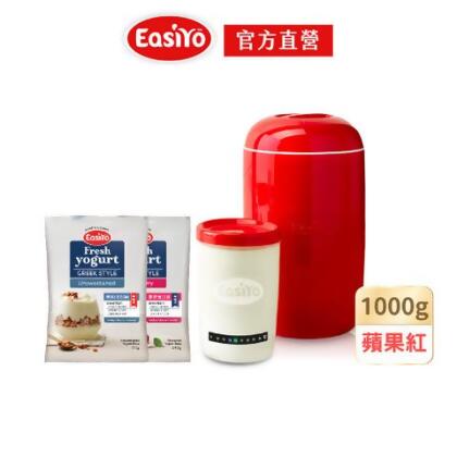 【EasiYo】任選優格粉x2+蘋果紅優格機1000gx1 - 香草卡士達230g*2包 